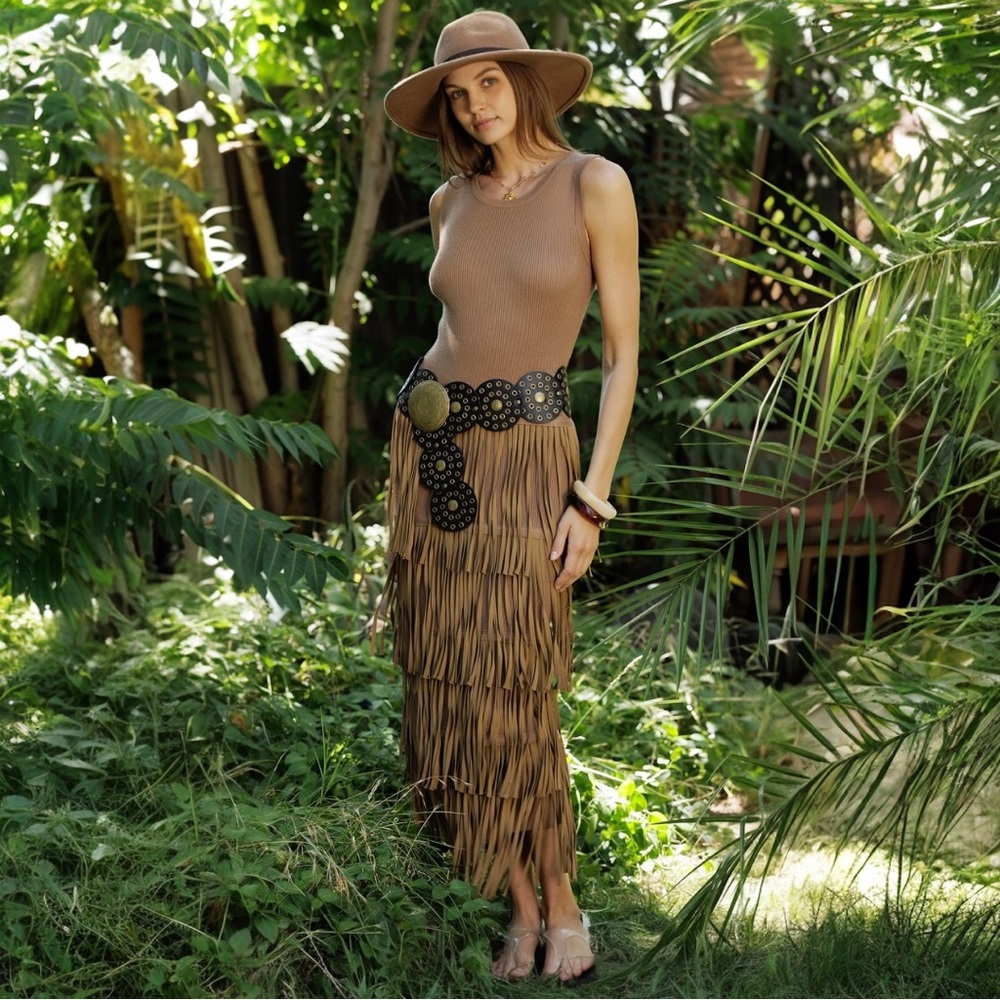 Fringe Detail Knit Tank Dress - Picture 6 of 10